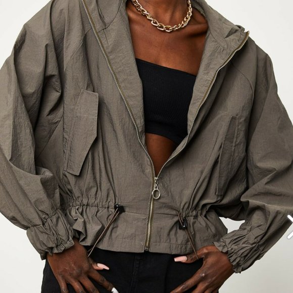 Gray Bat Raincoat with Drawstring Waist - Picture 8 of 12